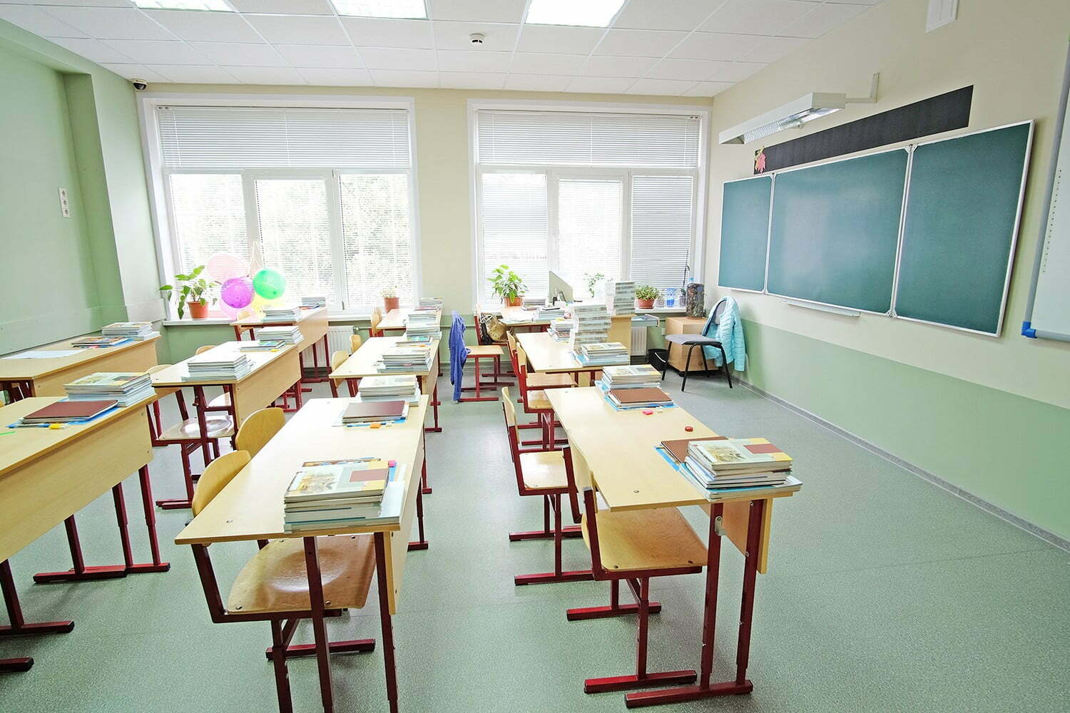 empty school class Interior of an empty school class